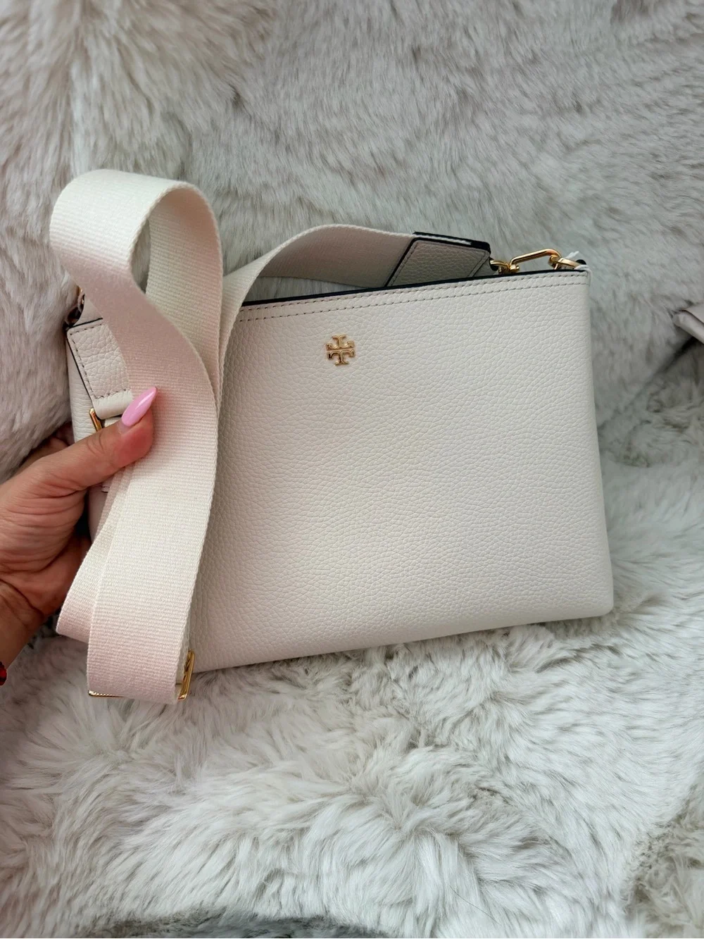 Tory Burch Cream Crossbody Bag with Gold Hardware